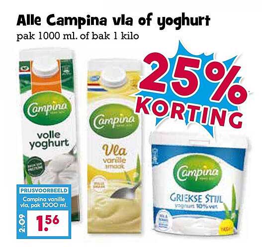 Alle Campina vla of yoghurt