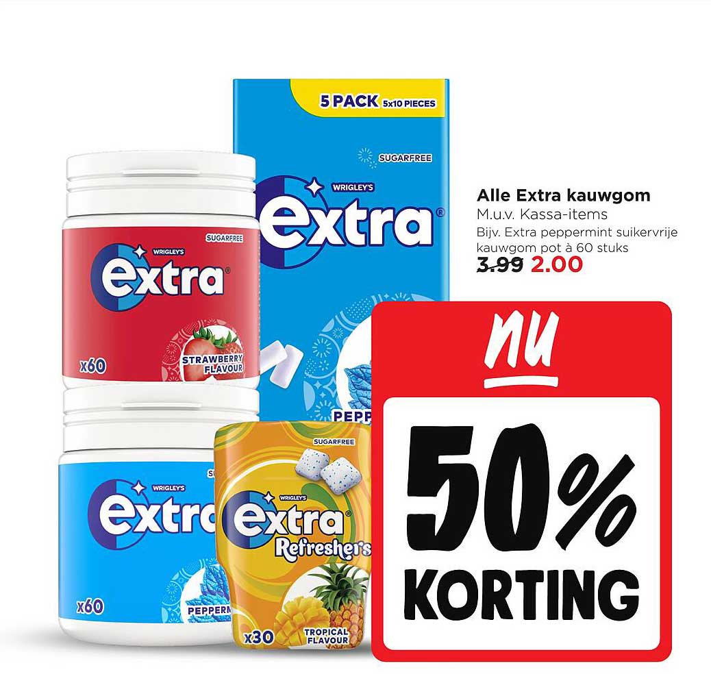 Alle Extra kauwgom 50% KORTING