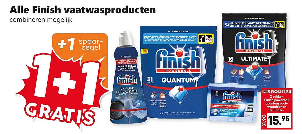Alle Finish vaatwasproducten combineren mogelijk 1+1 GRATIS