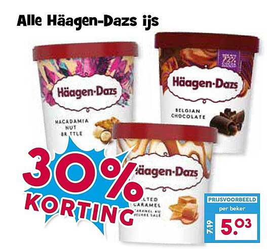 Alle Häagen-Dazs ijs 30% KORTING