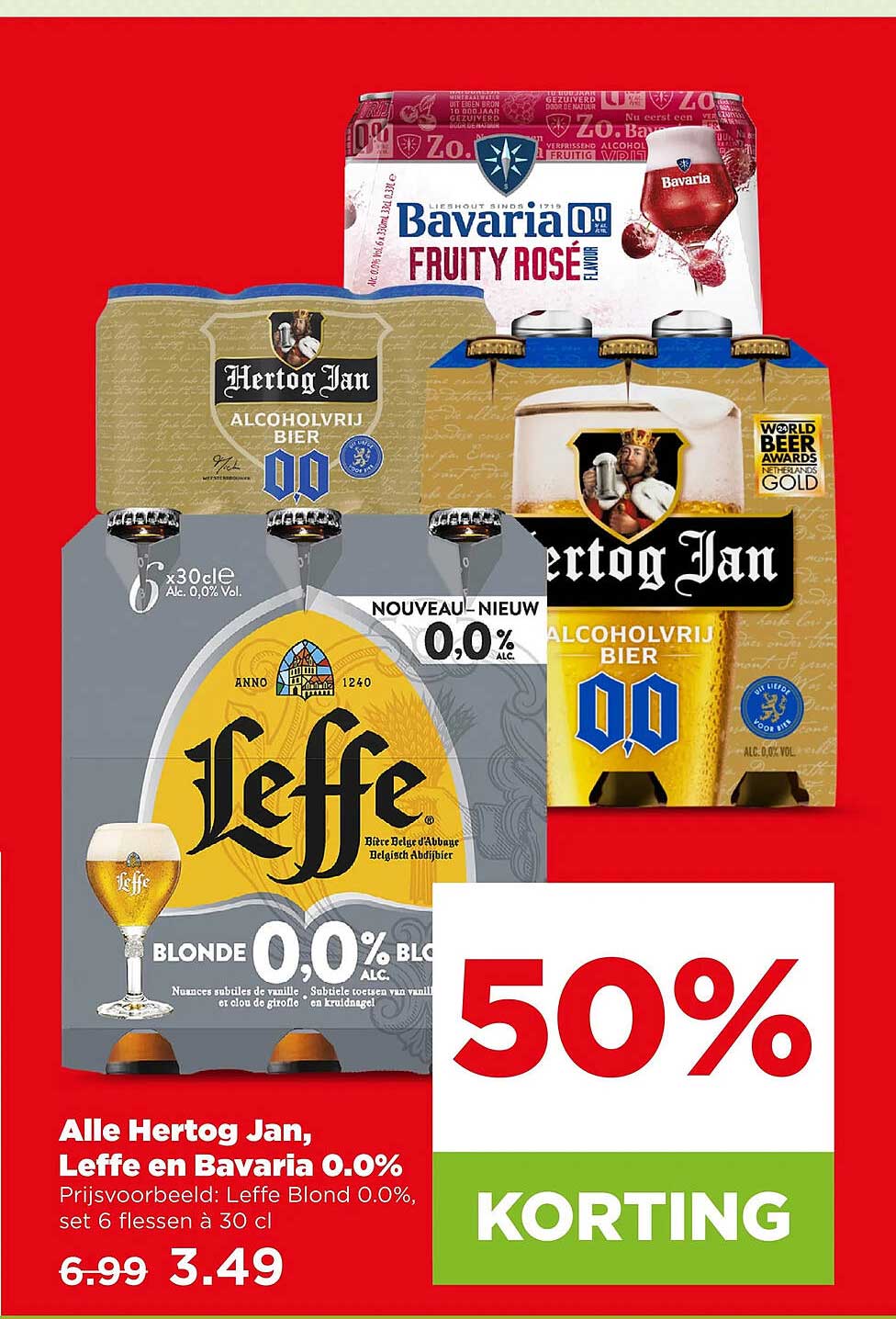 Alle Hertog Jan, Leffe en Bavaria 0.0% 50% KORTING