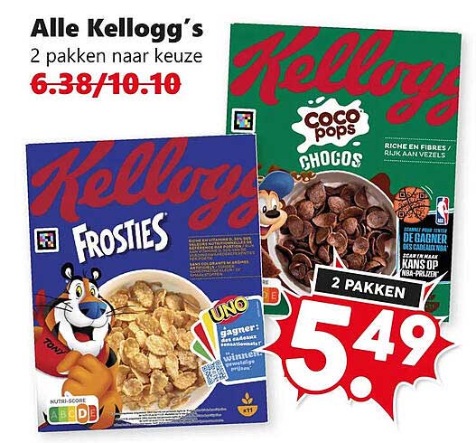 Alle Kellogg's 2 pakken naar keuze