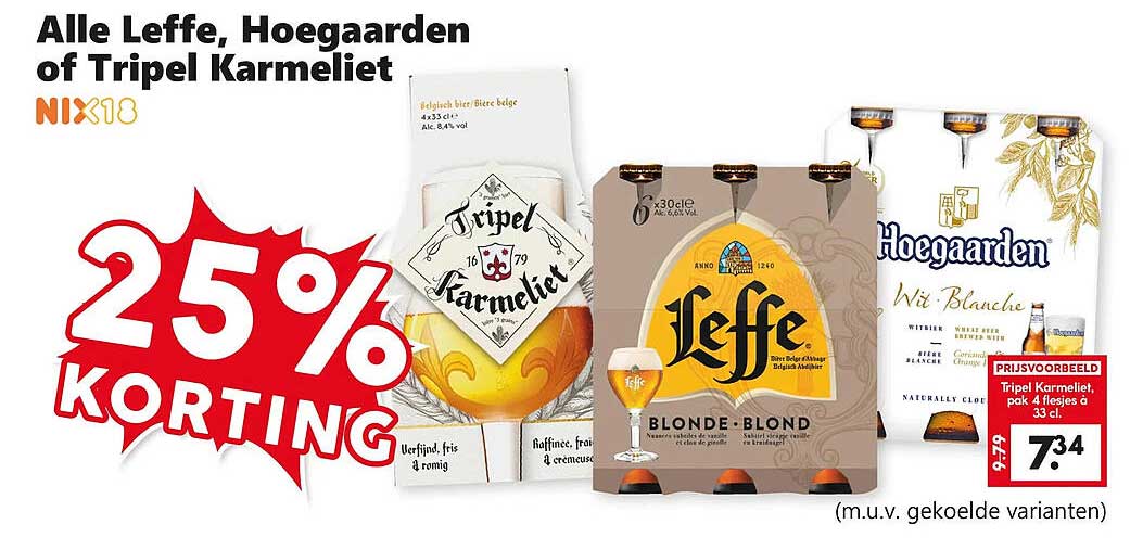 Alle Leffe, Hoegaarden of Tripel Karmeliet 25% KORTING