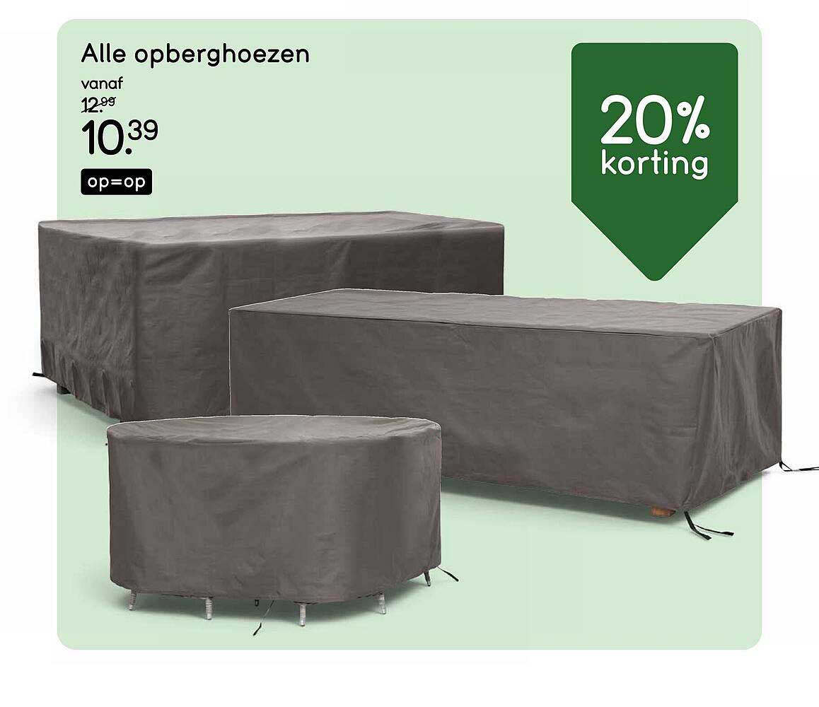 Alle opberghoezen 20% korting