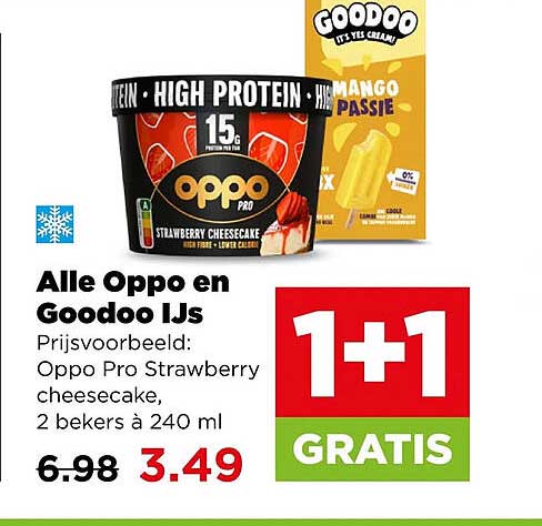 Alle Oppo en Goodoo ijs 1+1 GRATIS