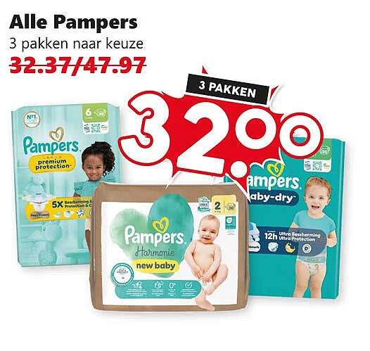 Alle Pampers 3 pakken naar keuze 3 pakken