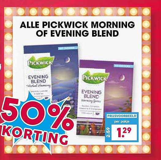 ALLE PICKWICK MORNING OF EVENING BLEND 50% KORTING