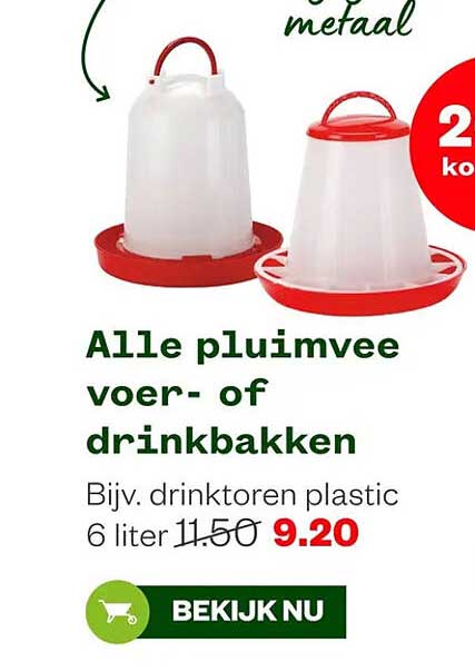 Alle pluimvee voer- of drinkbakken