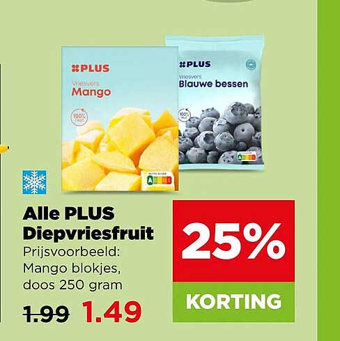Alle PLUS Diepvriesfruit 25% KORTING