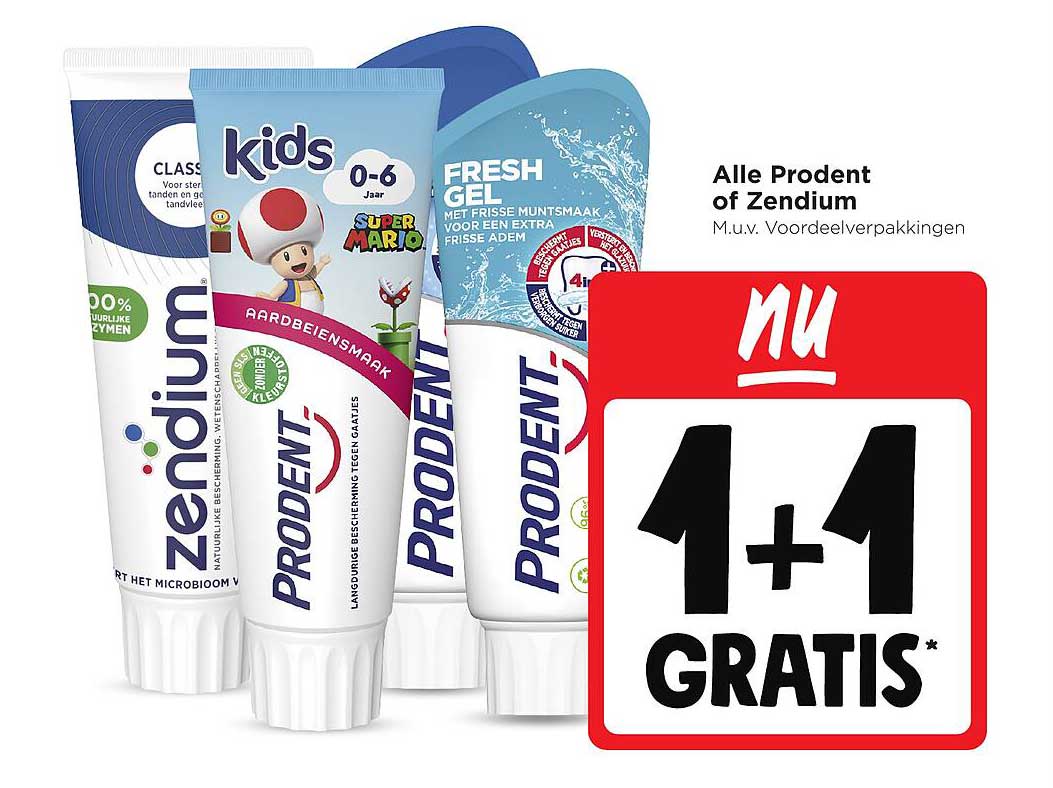 Alle Prodent of Zendium 1+1 gratis