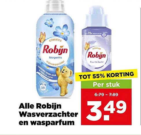Alle Robijn wasverzachter en wasparfum TOT 55% KORTING