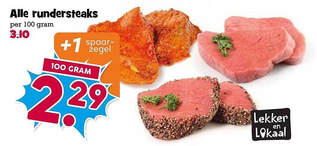 Alle rundersteaks +1 spaarzegel