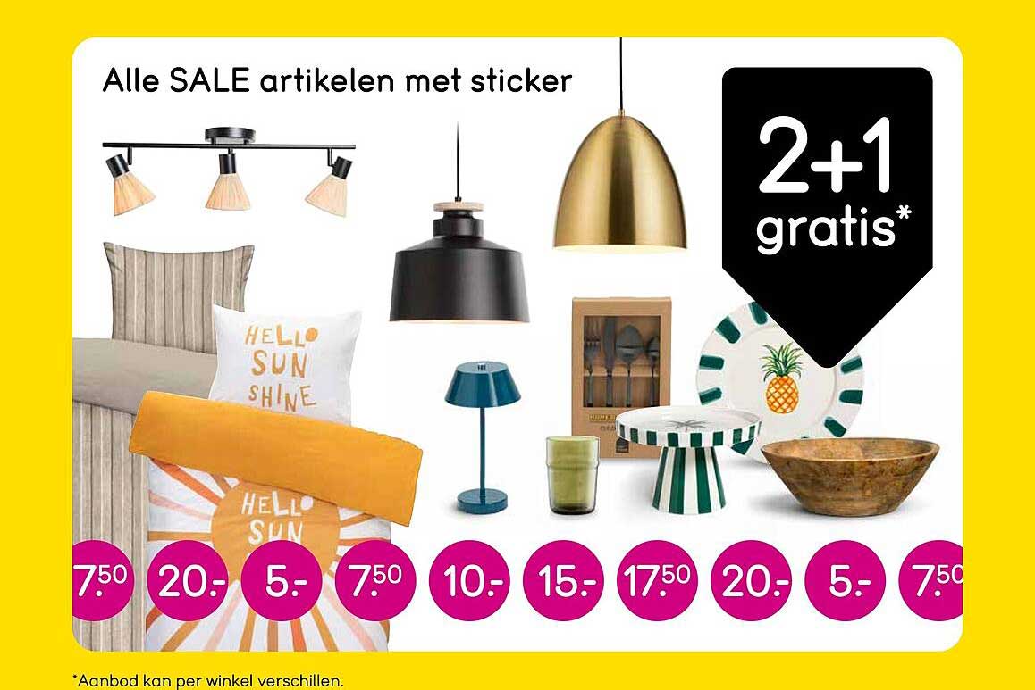 Alle SALE artikelen met sticker 2+1 gratis*