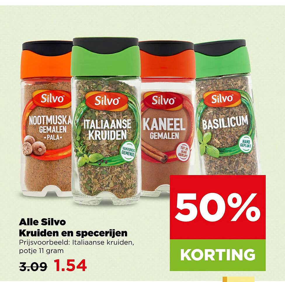 Alle Silvo kruiden en specerijen 50% KORTING