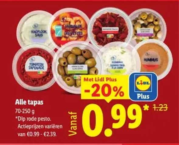 Alle tapas Met Lidl Plus -20%