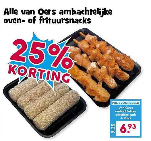 Alle van Oers ambachtelijke oven- of frituursnacks 25% KORTING