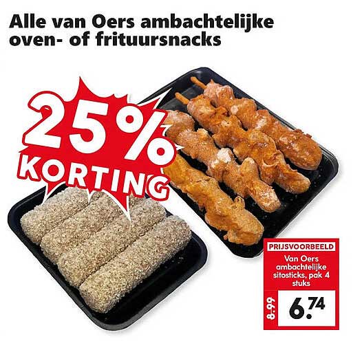 Alle van Oers ambachtelijke oven- of frituursnacks 25% korting
