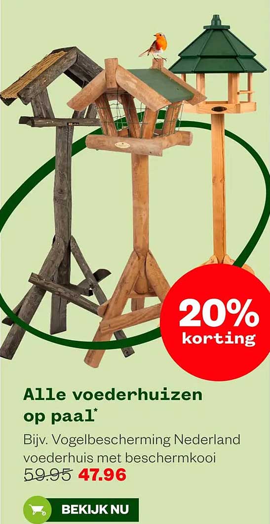 Alle voederhuizen op paal 20% korting