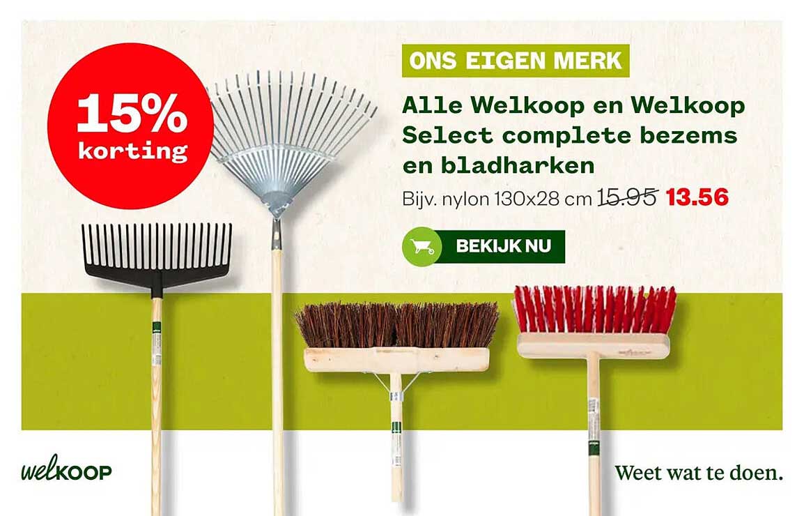 Alle Welkoop en Welkoop Select complete bezems en bladharken