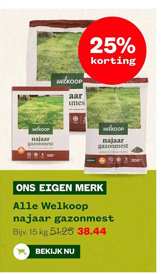 Alle Welkoop najaar gazonmest 25% korting