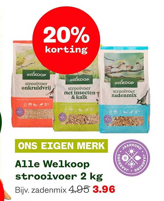 Alle Welkoop strooivoer 2 kg 20% korting
