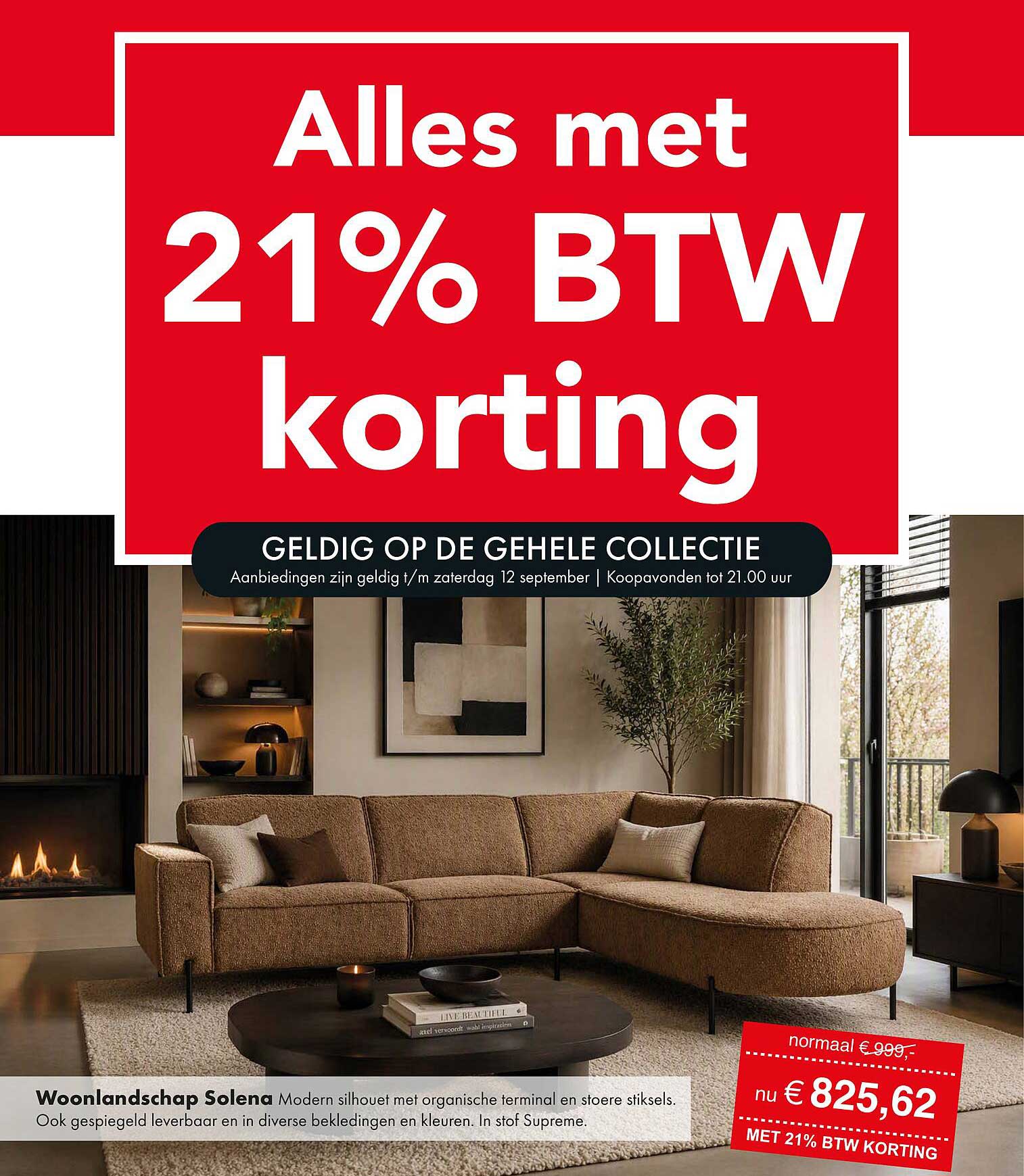 Alles met 21% BTW korting