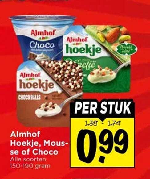 Almhof Hoekje, Mousse of Choco Alle soorten 150-190 gram PER STUK