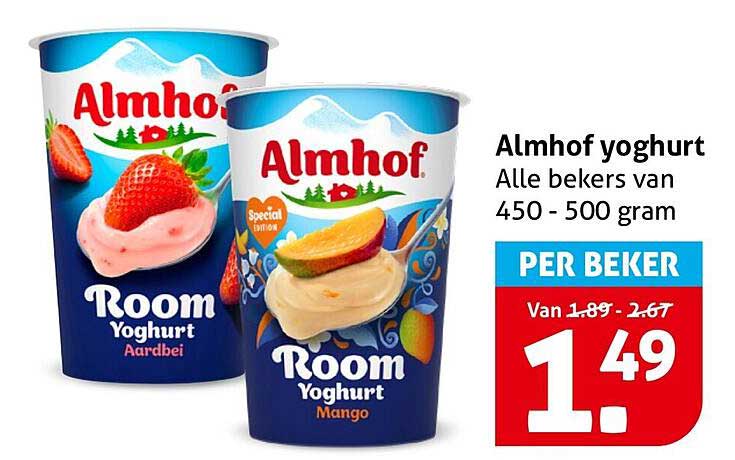 Almhof yoghurt Alle bekers van 450 - 500 gram PER BEKER