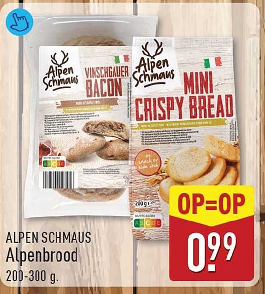 ALPEN SCHMAUS Alpenbrood 200-300 g. OP=OP