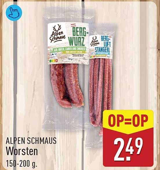 ALPEN SCHMAUS Worsten 150-200 g. OP=OP
