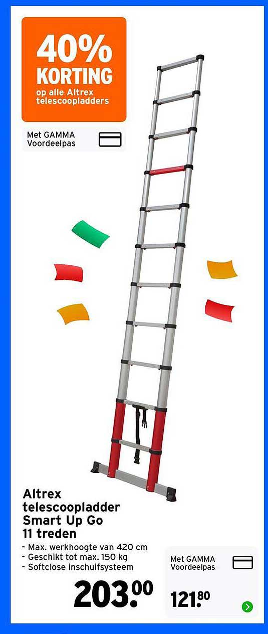 Altrex telescoopladdder Smart Up Go 11 treden
