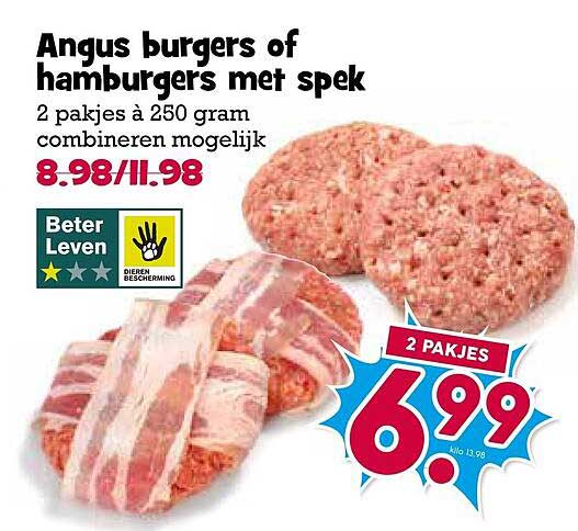 Angus burgers of hamburgers met spek