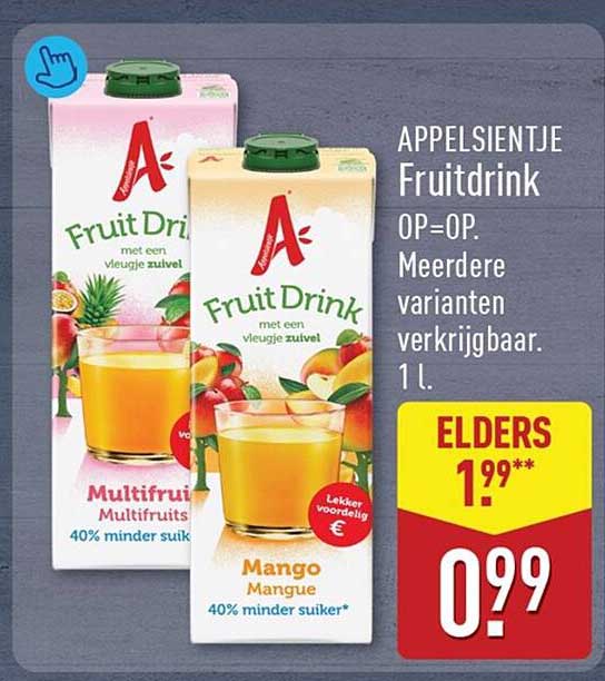 APPELSIENTJE Fruitdrink OP=OP. Meerdere varianten verkrijgbaar. 1 l.