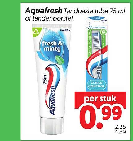 Aquafresh Tandpasta tube 75 ml of tandenborstel.