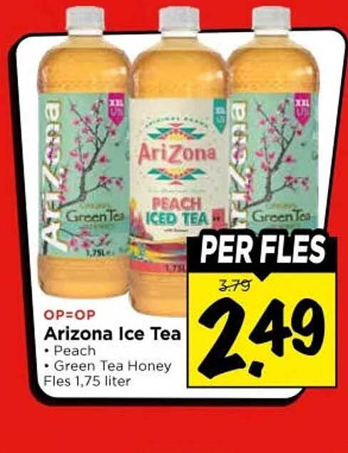 Arizona Ice Tea • Peach • Green Tea Honey Fles 1,75 liter PER FLES