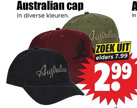 Australian cap In diverse kleuren.
