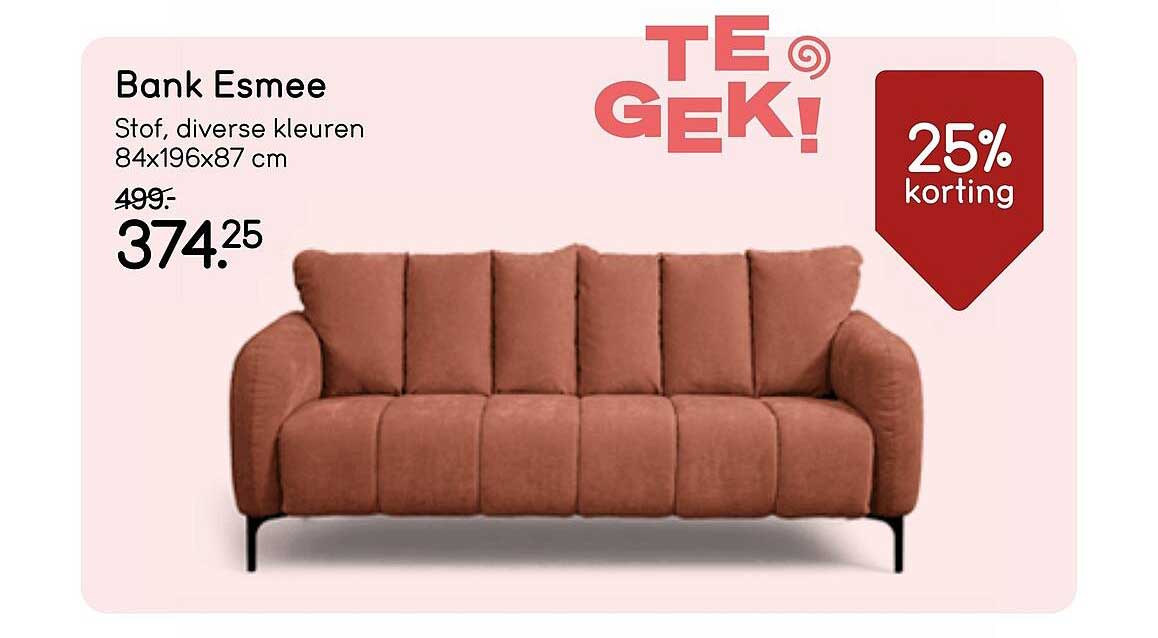 Bank Esmee, Stof, diverse kleuren, 84x196x87 cm 25% korting