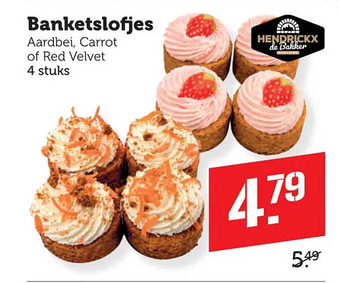 Banketslofjes Aardbei, Carrot of Red Velvet 4 stuks
