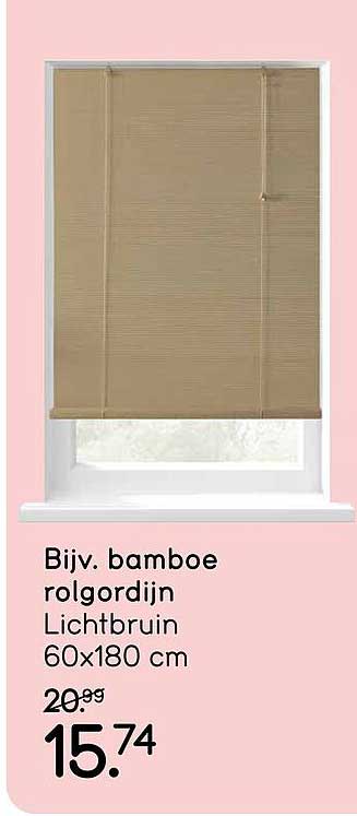 Bijv. bamboe rolgordijn Lichtbruin 60x180 cm