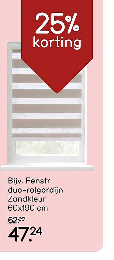 Bijv. Fenstr duo-rolgordijn Zandkleur 60x190 cm 25% korting