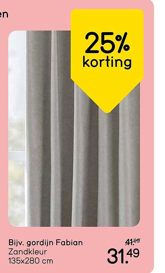Bijv. gordijn Fabian Zandkleur 135x280 cm 25% korting