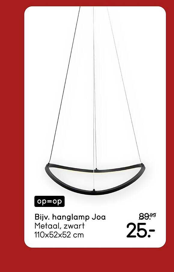 Bijv. hanglamp Joa Metaal, zwart 110x52x52 cm op=op