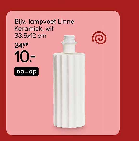 Bijv. lampvoet Linne Keramiek, wit 33,5x12 cm op=op