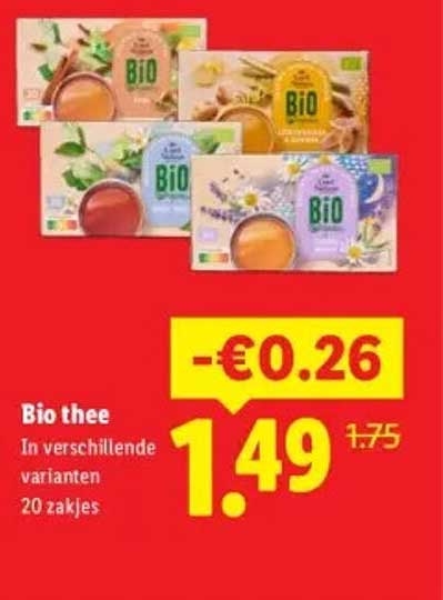 Bio thee In verschillende varianten 20 zakjes