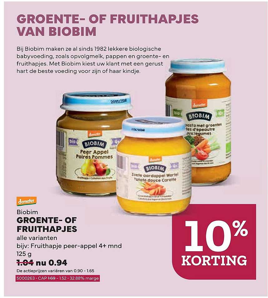 Biobim GROENTE- OF FRUITHAPJES