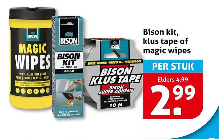 Bison kit, klus tape of magic wipes