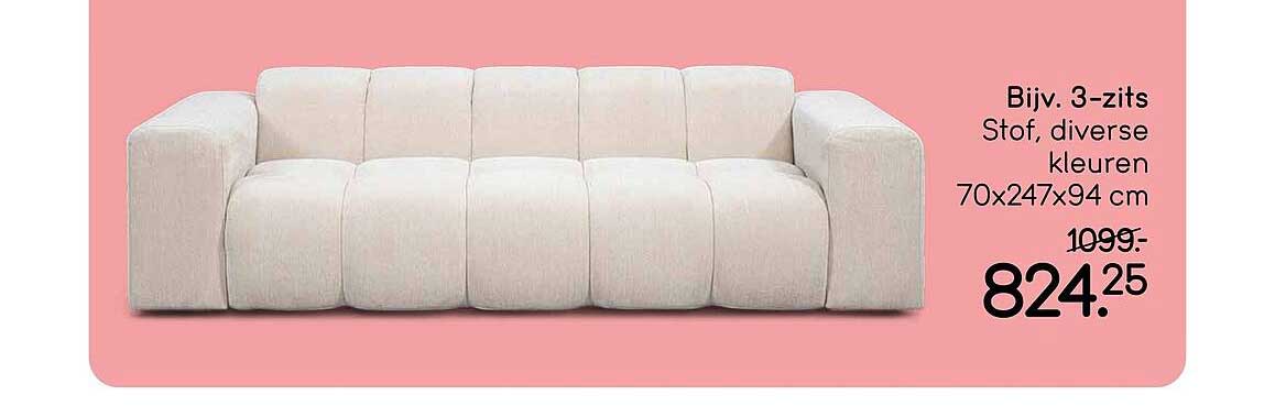 Bjjv. 3-zits Stof, diverse kleuren 70x247x94 cm