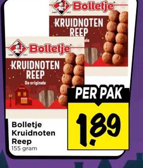 Bolletje Kruidnoten Reep 155 gram PER PAK