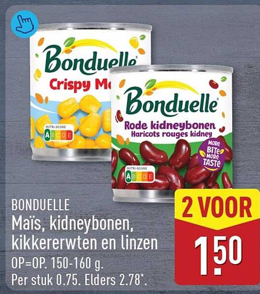 BONDUELLE Mais, kidneybonen, kikkererwten en linzen 2 VOOR