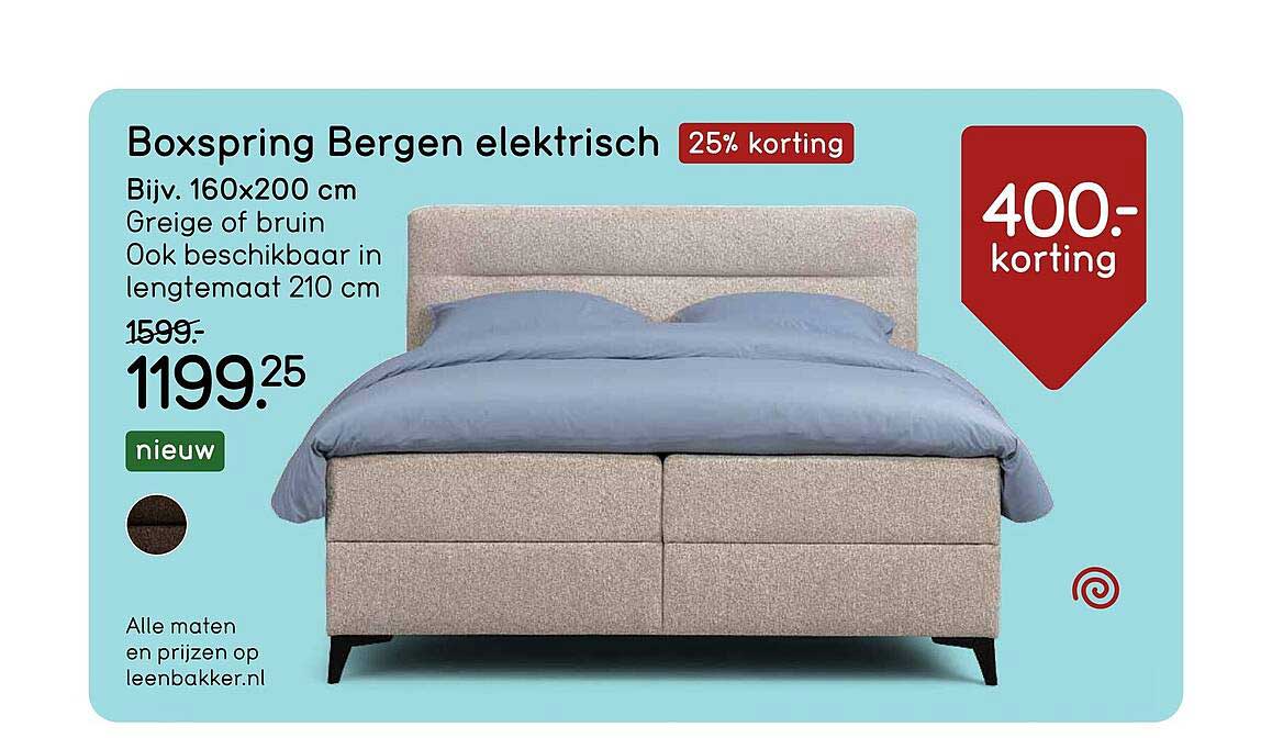 Boxspring Bergen elektrisch 25% korting